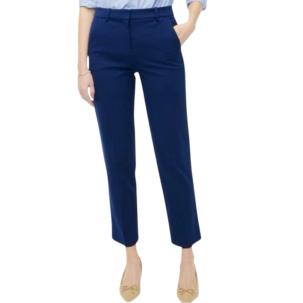 J. Crew Kallie Straight Leg Cotton Blend Pants NWT 6 Navy Blue